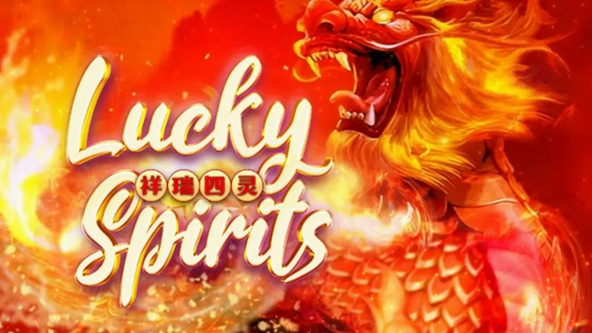 Interface do jogo de slot Lucky Spirits com elementos místicos e rolos giratórios